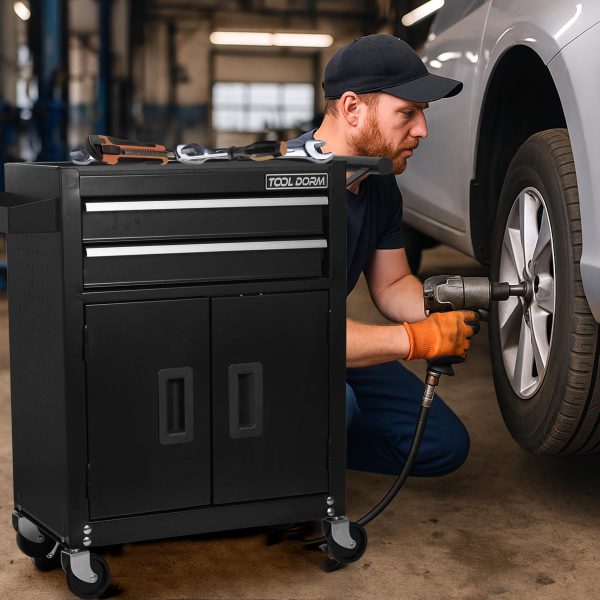 Only For Shipping On Waybill Double-door Cabinet With Two Drawers Tool Cart TT202BK