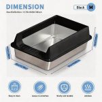 Stainless Steel Cat Litter Box, Large Open Top Litter Box With Anti Splash High Sides, Anti Tracking Pedal, Easy To Clean, Non Stick, Odor Resistant For Big Cats, Multi Cat Homes