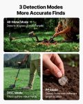 Metal Detector For Adults, 8", Professional High Accuracy Gold Detector, IP68 Waterproof Search Coil With Display, Headphones, 3 Modes, Adjustable Length, For Detecting Gold Treasure Hunting