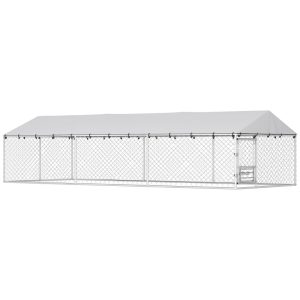 PawHut Dog Kennel Outdoor Dog Run Waterproof UV-Resist Cover Lockable Door Adjustable Bowls 20 X 7.5 X 5ft,Multiple Packages