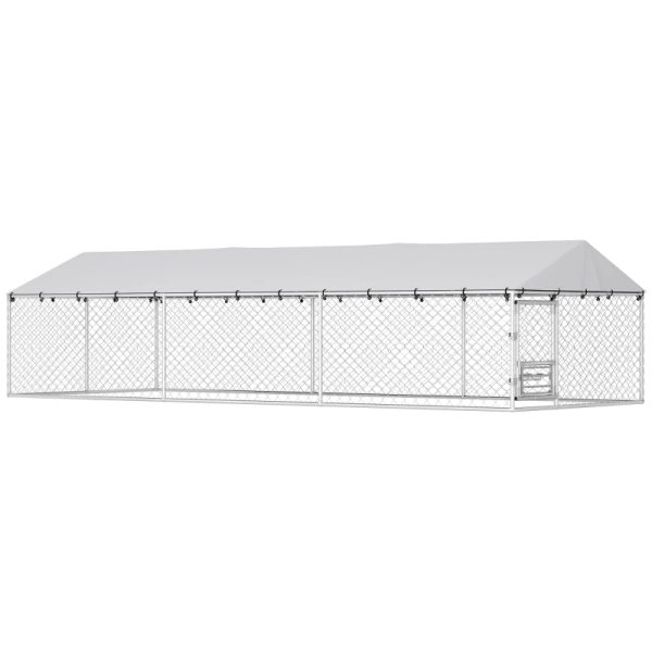 PawHut Dog Kennel Outdoor Dog Run Waterproof UV-Resist Cover Lockable Door Adjustable Bowls 20 X 7.5 X 5ft,Multiple Packages