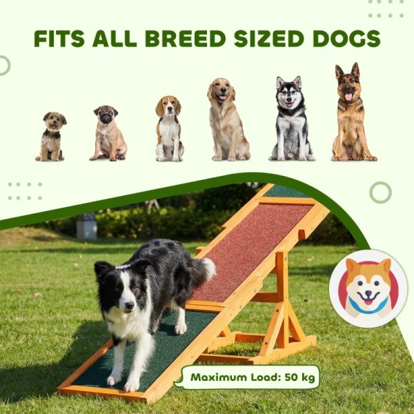 PawHut Wooden Dog Agility Seesaw For Balance Training And Exercise, Platform Equipment Run Game Toy, Weather Resistant Pet Supplies, For Outdoor Backyard