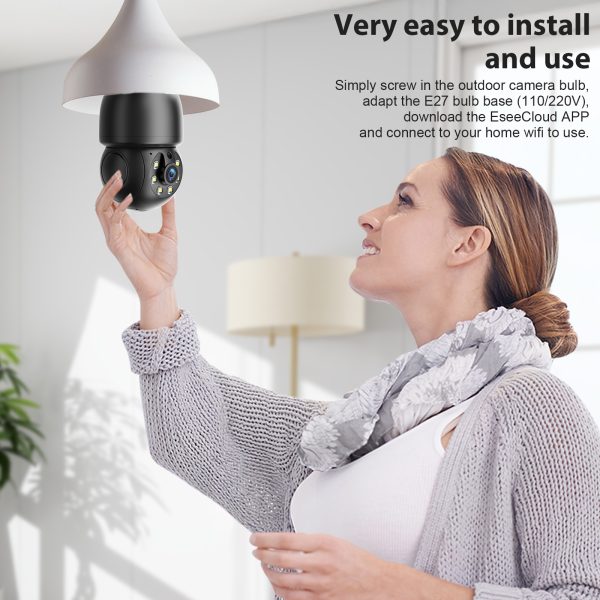 3MP Ptz E27 Socket Bulb Camera 360 Degree Cmos Sensor Network Camera Cctv Security Light Bulb Camera