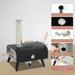 Pellet Wood Fired Pizza Oven, Outdoor Pizza Maker with 12" Rotating Stone, Peel and Waterproof Cover