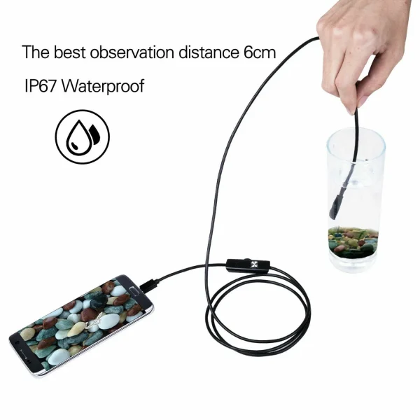 5M 6LEDs Snake Endoscope Borescope 8mm Inspection USB Camera Scope For Android
