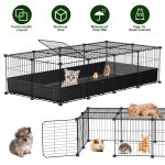 47x24x12IN Guinea Pig Cage Small Animal Playpen DIY Metal Pet Enclosure With 20 Panels Waterproof Floor Mat For Hedgehogs Chickens Ducklings Rabbits Hamsters