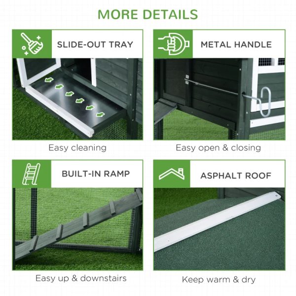 Wooden Chicken Coop, Hen House Outdoor With Run Nesting Box, Asphalt Roof, Removable Tray, Multiple Packages Shipped. Please Pay Attention To The Dimensions And Weight In The Details.