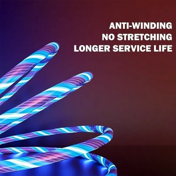 3 In 1 LED Fast Charging Cable Adapter For  Micro USB Type C Charger Cord