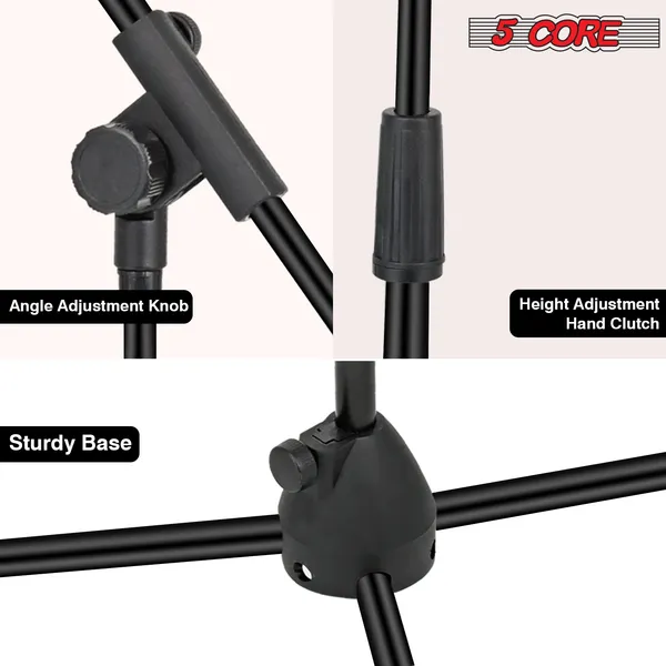 5 Core Tripod Mic Stand Floor Adjustable 18 To 72 Inches Sturdy Boom Arm Holder Microphone Stands Pedestal Para Microfono For Singing MS 080