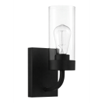 Zephyr Single Light Sconce With Clear Glass Metal Black Finish
