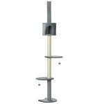 100" Cat Tree Height Adjustable Floor-to-Ceiling 4-Tier Kitty Climbing Activity Center Condo Cat Toy with Scratching Post Hanging Balls Play Rest Post Pet Furniture Grey