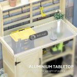 Wooden Potting Bench with Storage, Sink, Water Tap for Backyard, Patio, Balcony, Natural