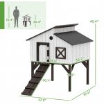 PawHut Chicken Coop Hen House With Nesting Box, Elevated Rabbit Hutch With Ramp, Asphalt Openable Roof And Elevated Legs