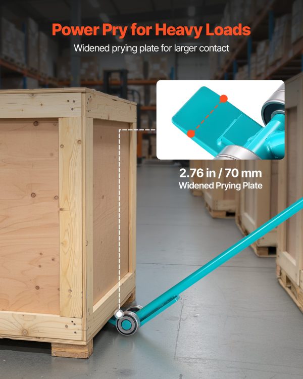 Prylever Bar, 8818 Lbs Weight Capacity, 56.5 Inch Carbon Steel Handle Lever Dolly, Pry Lever Bar With Wheels For Large Pallets, Heavy Items, Concrete Blocks, Heavy Duty Equipment Handling