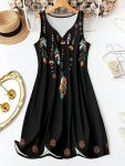 Self-pick-up Plus Size Women'S Floral Print V Neck Casual Sleeveless Dresses  Only Self-pickup Is Supported