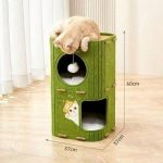 Multi Level Felt Cat Tree House, Vertical Cat Scratcher Tower With Multiple Hideaway Nests, Interactive Hanging Ball Toy, Space Saving Cat Condo For Indoor Cats, 2 Sizes Available