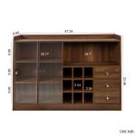 Sideboard With 2 Sliding Striped Glass Doors, Freestanding Countertop Storage Cabinet For Bottles, Wine And So On