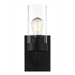 Zephyr Single Light Sconce With Clear Glass Metal Black Finish