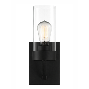 Zephyr Single Light Sconce With Clear Glass Metal Black Finish
