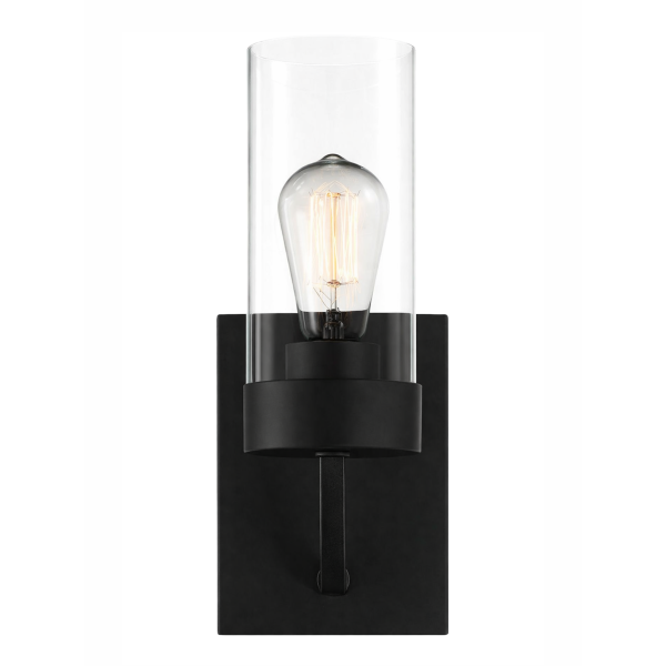 Zephyr Single Light Sconce With Clear Glass Metal Black Finish