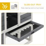 Indoor Rabbit Enclosure, 48" Weatherproof Wooden Rabbit Hutch, with Slanted Asphalt Roof & Fun Outdoor Run for Bunnies & Ferrets - Gray