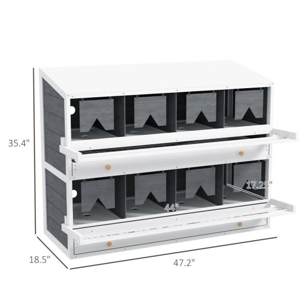 Chicken Nesting Box, 8 Compartment Wood Laying Boxes For Chicken Coop