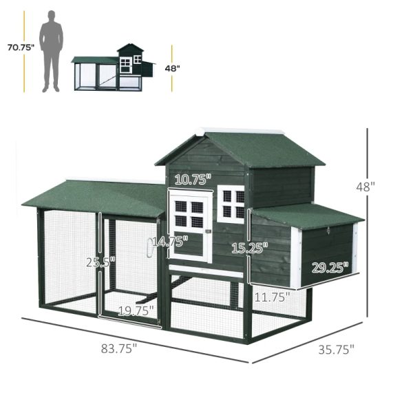 Wooden Chicken Coop, Hen House Outdoor With Run Nesting Box, Asphalt Roof, Removable Tray, Multiple Packages Shipped. Please Pay Attention To The Dimensions And Weight In The Details.