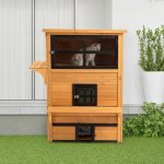 3-Tier Kitty Shelter With 5 Escape Doors, Weather Resistant, Yellow & Black