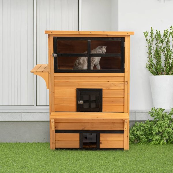 3-Tier Kitty Shelter With 5 Escape Doors, Weather Resistant, Yellow & Black