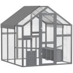 Large Wooden Chicken Run With Waterproof & Anti-UV Cover, For 6-8 Chickens, For Backyard, Farm, 5.5' X 6' X 6'Multiple Packages