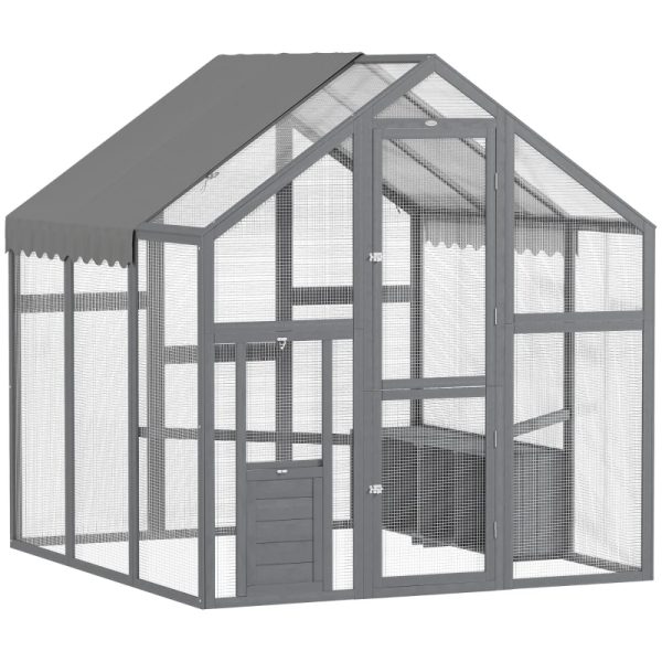 Large Wooden Chicken Run With Waterproof & Anti-UV Cover, For 6-8 Chickens, For Backyard, Farm, 5.5' X 6' X 6'Multiple Packages