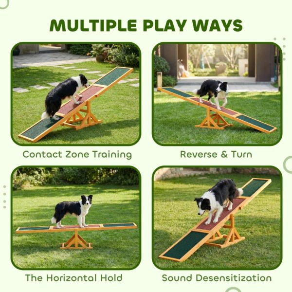 PawHut Wooden Dog Agility Seesaw For Balance Training And Exercise, Platform Equipment Run Game Toy, Weather Resistant Pet Supplies, For Outdoor Backyard