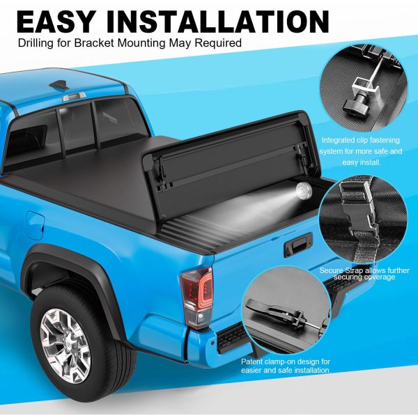 3-Fold 6FT Bed Tonneau Cover For Chevrolet 04-12 Colorado GMC 04-12 Canyon 290--A86315-2020401M32210YS
