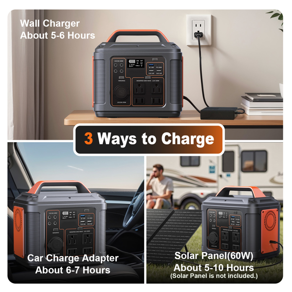 Portable Power Station, 296Wh 80000mAh Lithium Battery With 300W  600W Surge  AC Outlets For Outdoor Camping RV Home,Camping Generator Solar