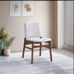 Gusto Mid-Century Modern Fabric Dining Chair   Set Of 2   In Light Gray With Solid Wood Frame 22.4  W X 18.1  D X 31.1  H For Living Room Bedroom Outdoor