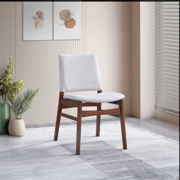 Gusto Mid-Century Modern Fabric Dining Chair   Set Of 2   In Light Gray With Solid Wood Frame 22.4  W X 18.1  D X 31.1  H For Living Room Bedroom Outdoor