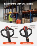 Full Electric Pallet Stacker, 3300 Lbs Capacity, Pallet Lift Stacker Forklift With Straddle Legs & Forks, 96.06 Inches Lifting Height & 8.66-31.1 Inches Adjustable Fork Width, Orange & Black