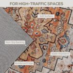 Area Rug 5x7, Machine Washable Rug, Non-Slip Boho Print Pattern Medallion Carpet for Living Room, Bedroom, Tawny Brown