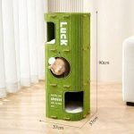 Multi Level Felt Cat Tree House, Vertical Cat Scratcher Tower With Multiple Hideaway Nests, Interactive Hanging Ball Toy, Space Saving Cat Condo For Indoor Cats, 2 Sizes Available