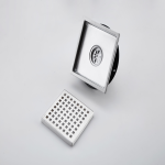 6 Inch Square Shower Drain With Removable Square Patterned Grate, 304 Stainless Steel With Flange And Hair Strainer, Brushed Nickel