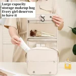 Women'S Pearl Portable Cosmetic Bag, Business Travel Hook Cosmetic Bag, Cosmetic Bag Large Capacity, Toilet Bag With Hook, Suitable For Toiletries, Cosmetics, Brushes And Other Items