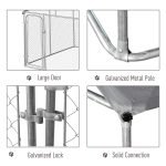 Outdoor Dog Kennel Galvanized Steel Fence with Cover Secure Lock Mesh Sidewalls for Backyard 9.8 x 9.8 x 7.7
