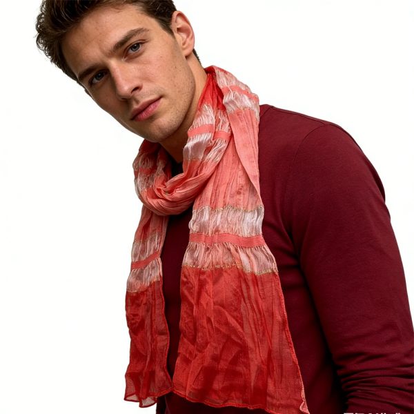 2pcs Skinny Long Scarf,Red Metallic Polyester Scarf ,Versatile Everyday Scarf ,Pairs With All Casual Outfits,Office Appropriate Subtlety For Women Men