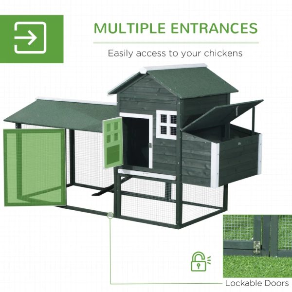 Wooden Chicken Coop, Hen House Outdoor With Run Nesting Box, Asphalt Roof, Removable Tray, Multiple Packages Shipped. Please Pay Attention To The Dimensions And Weight In The Details.