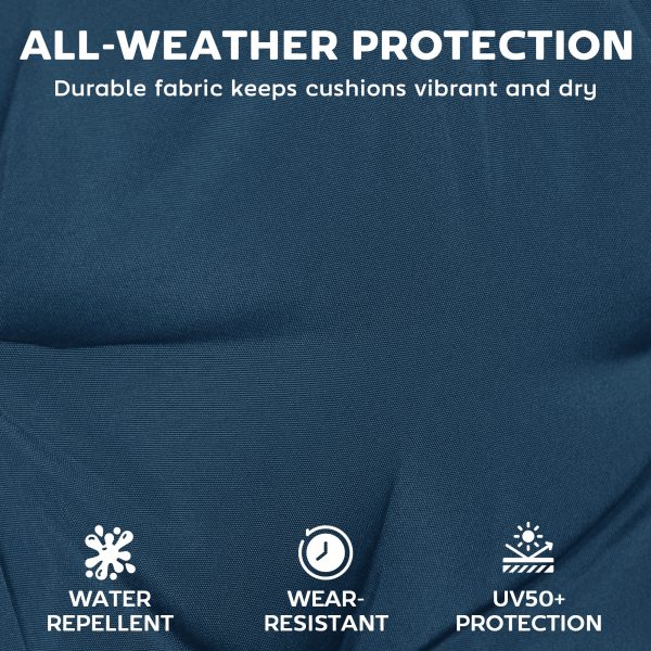 Chaise Lounge Cushion, 4" Thick Outdoor Lounge Chair Cushions with Ties for Patio, 26" x 80", Navy Blue