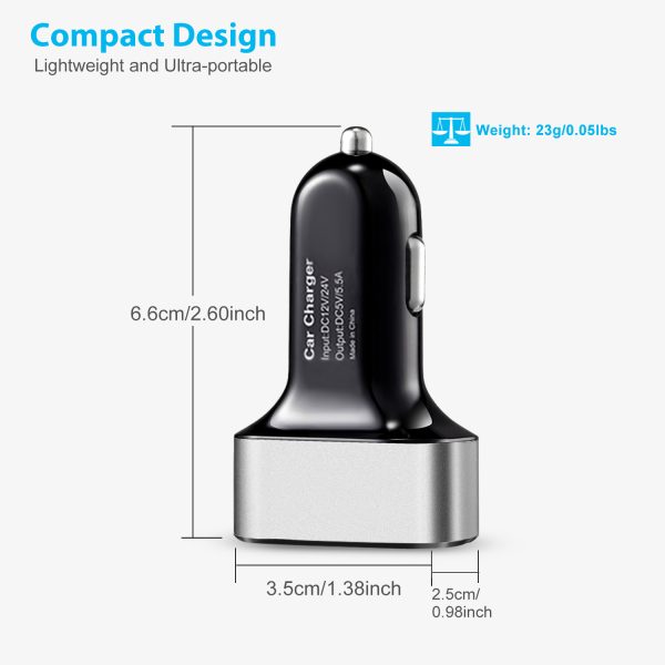 1Pc 3Port USB Car Charger  30W 5.5A For IOS Phone 16 15 14 And More