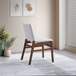 Gusto Mid-Century Modern Fabric Dining Chair   Set Of 2   In Light Gray With Solid Wood Frame 22.4  W X 18.1  D X 31.1  H For Living Room Bedroom Outdoor