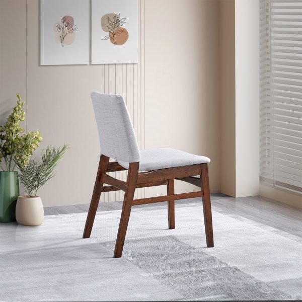 Gusto Mid-Century Modern Fabric Dining Chair   Set Of 2   In Light Gray With Solid Wood Frame 22.4  W X 18.1  D X 31.1  H For Living Room Bedroom Outdoor