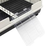 PawHut 2-Level Small Animal Cage Rabbit Hutch With Wheels, Removable Tray, Platform And Ramp For Bunny, Chinchillas, Ferret, Black