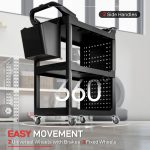 3-Tier Rolling Tool Cart, 200 LBS Capacity Plastic Utility Cart With Side Shelf And Storage Bucket, Tikt0k Sales Prohibited